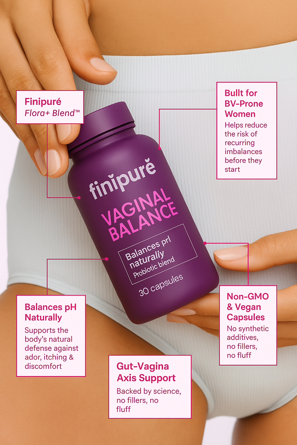 Finipuré Vaginal Balance – Probiotic & pH Support Capsules